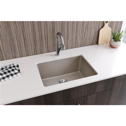 Qtz 25x18.5x9.5 Single UMnt Sink Silver