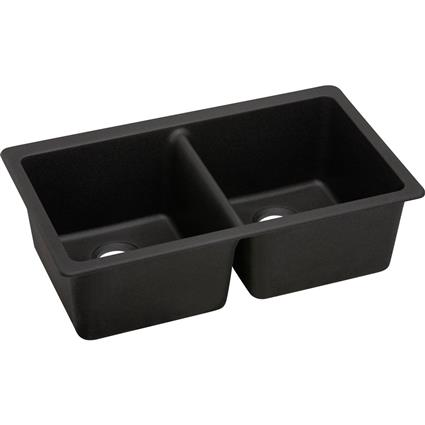 Quartz 33x18.7x9.5 Dbl UMnt Sink Caviar