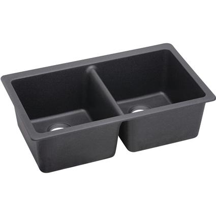 Qtz 33x18.7x9.5 Dbl UMnt Sink Charcoal