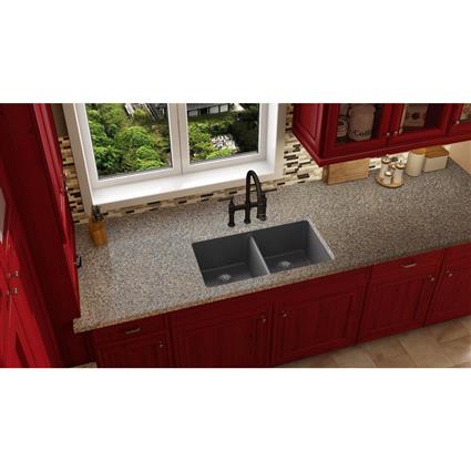Qtz 33x18.7x9.5 Dbl UMnt Sink Charcoal