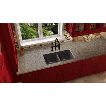Qtz 33x18.7x9.5 Dbl UMnt Sink Chestnut
