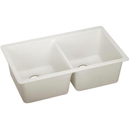 Quartz 33x18.7x9.5 Dbl UMnt Sink Ricotta