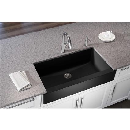 Qtz 36x21x9 Sng Bwl Apron Sink+PD Caviar