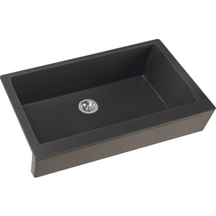 Qtz 36x21x9 Sng Bwl Apron Sink+PD Grey