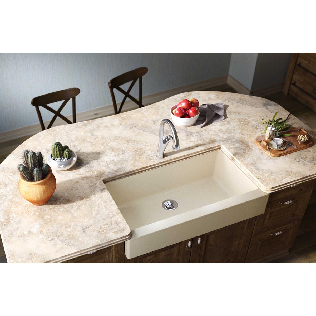Elkay Quartz Luxe 36 x 21 x 9 Single Bwl Apron Sink w PD Parchment