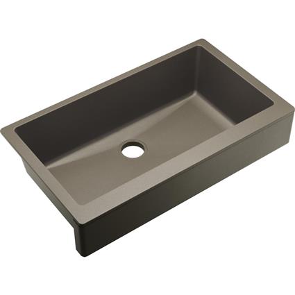 Qtz 36x21x9 Sng Bwl Apron Sink+PD Silver