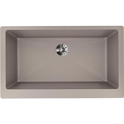 Qtz 36x21x9 Sng Bwl Apron Sink+PD Silver