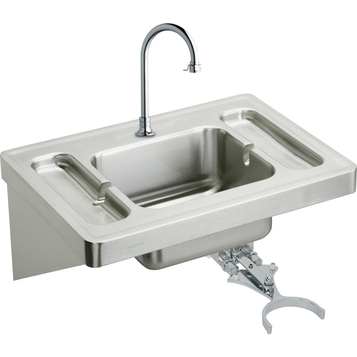 Elkay ESLV2820KC Wall Mount 16 Gauge Stainless Steel Surgeons Bathroom Sink with Spout, Knee Valve a
