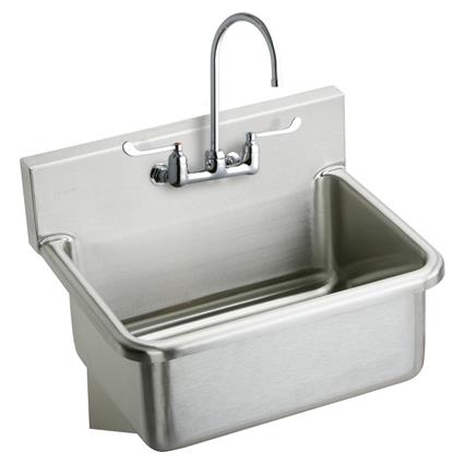 Elkay Stainless Steel 25" x 19.5" x 10-1/2" Wall Hung Single Bowl Hand Wash Sink Kit