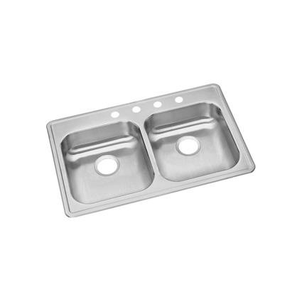 SS 33x21.2x5.3 Dbl Bowl Drop-in Sink