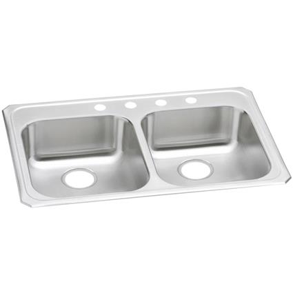 SS 33x21.2x5.3 Dbl Bowl Drop-in Sink