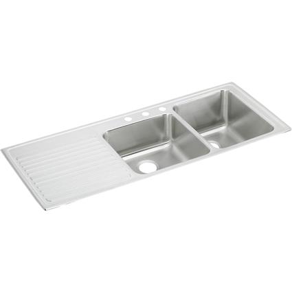 SS 54x22x10 Dbl Drop-in Sink+Drainboard