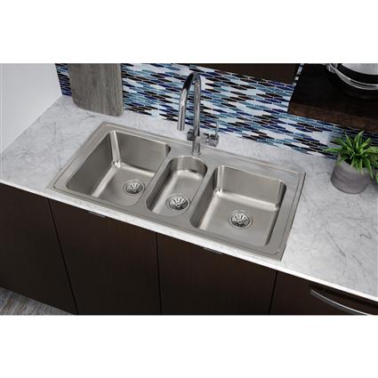 SS 43x22x10 Triple Bowl Drop-in Sink