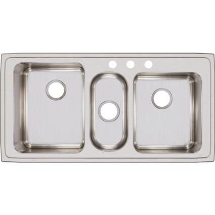 SS 43x22x10 Triple Bowl Drop-in Sink