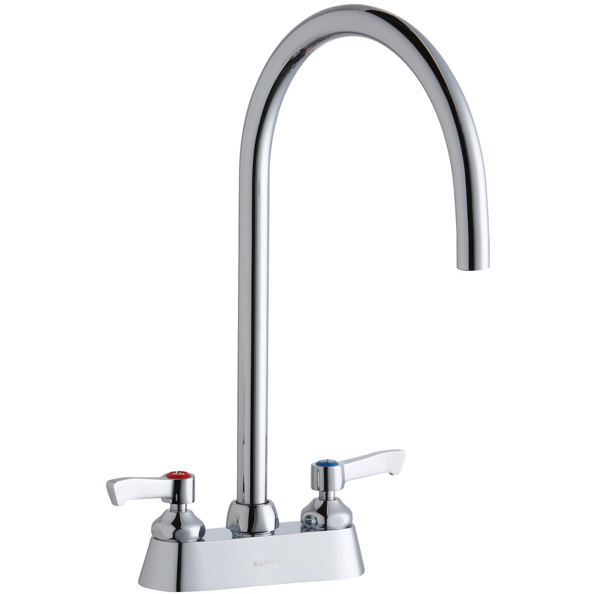 Elkay 4" Centers Laminar Flow Faucet 8" Gooseneck Spout 2" Lever