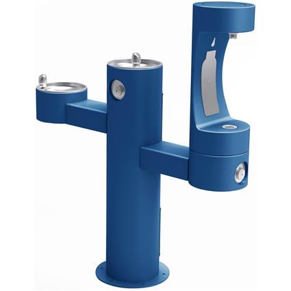 Elkay Outdoor ezH2O Bottle Filling Station Tri-Level Pedestal, Non-Filtered Non-Refrigerated FR Blue