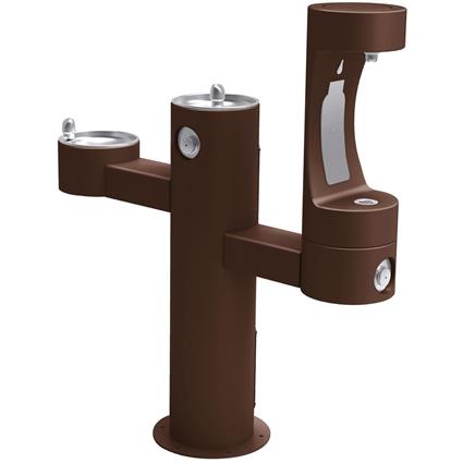 Elkay Outdoor ezH2O Bottle Filling Station Tri-Level Pedestal, Non-Filtered Non-Refrigerated FR Brown