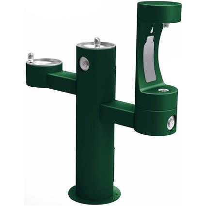 Elkay Outdoor ezH2O Bottle Filling Station Tri-Level Pedestal, Non-Filtered Non-Refrigerated FR Evergreen