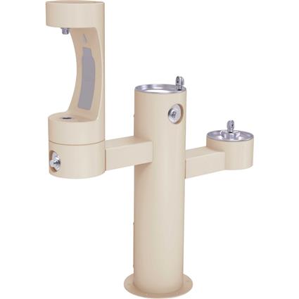 Elkay Outdoor ezH2O Bottle Filling Station Tri-Level Pedestal, Non-Filtered Non-Refrigerated FR Beige