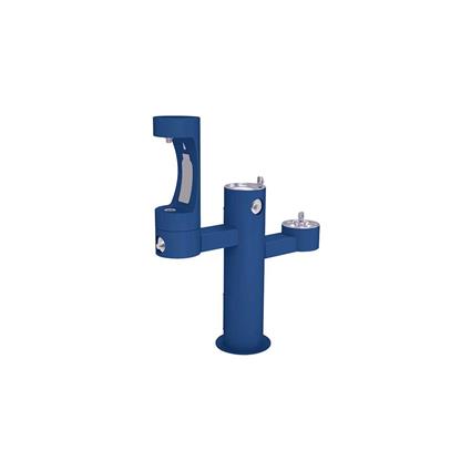 Elkay Outdoor ezH2O Bottle Filling Station Tri-Level Pedestal, Non-Filtered Non-Refrigerated FR Blue