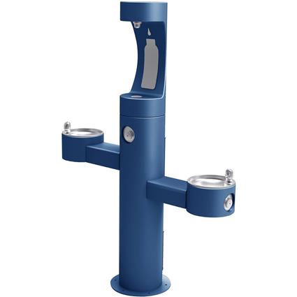 Elkay Outdoor ezH2O Bottle Filling Station Tri-Level Pedestal, Non-Filtered Non-Refrigerated FR Blue