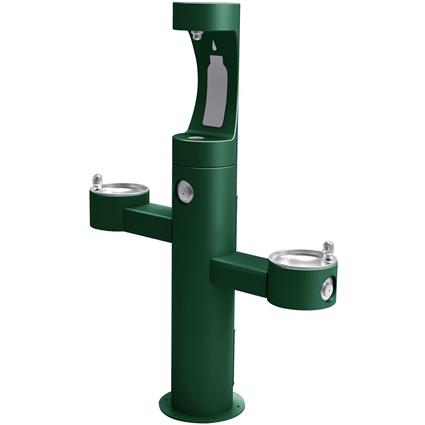 Elkay Outdoor ezH2O Bottle Filling Station Tri-Level Pedestal, Non-Filtered Non-Refrigerated FR Evergreen