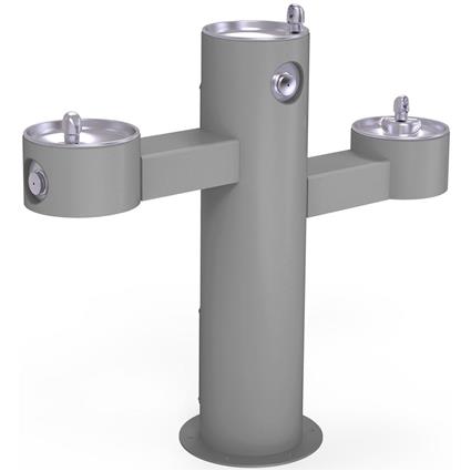 Outdoor Fountain Tri-Level Pedestal Gray