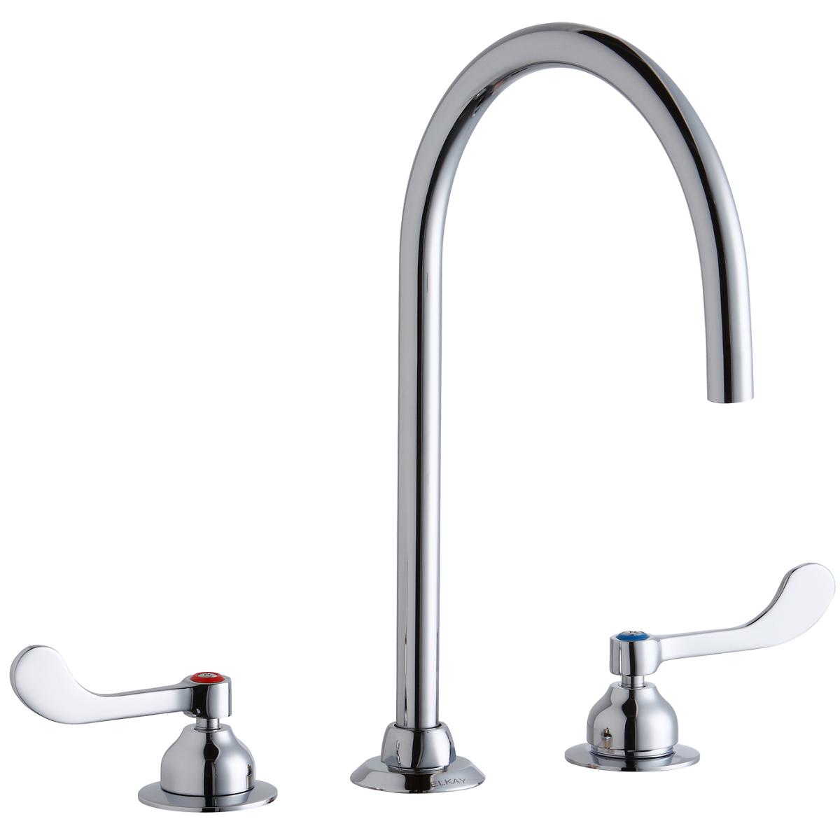 Elkay 8" Centers Laminar Flow Faucet 8" Gooseneck Spt 4" Wristblade