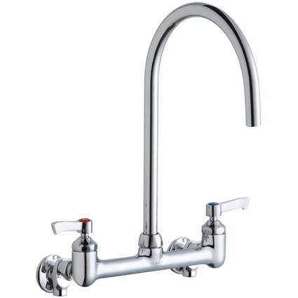 Faucet 8" Gneck Spt 2" Hndl Inlet+Stop