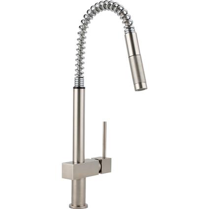 1 Hole Faucet with Spout Brushed Nickel