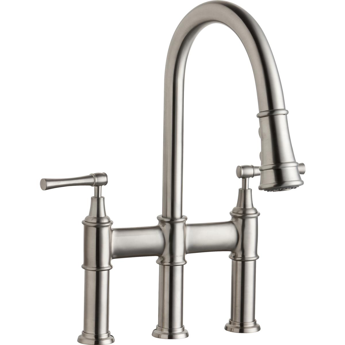 Bridge Faucet With Pull Down Sprayer