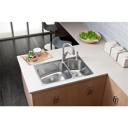 SS 33 x 22 x 9  Dbl Bowl Dual Mt Sink+PD