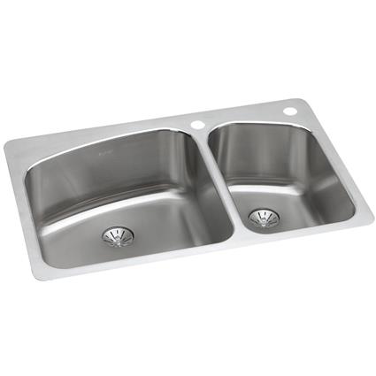 SS 33 x 22 x 9  Dbl Bowl Dual Mt Sink+PD