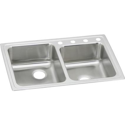 SS 33x22x7.8 Dbl Bowl Drop-in Sink