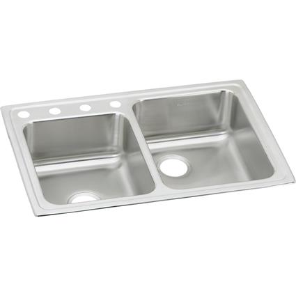 SS 33x22x7.8 Dbl Bowl Drop-in Sink