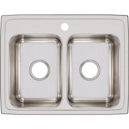 SS 25x19.5x7.6 Dbl Bowl Drop-in Sink