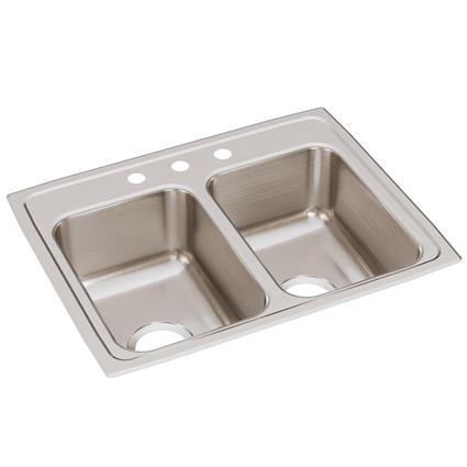 SS 25x19.5x7.6 Dbl Bowl Drop-in Sink