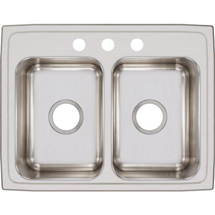 SS 25x19.5x7.6 Dbl Bowl Drop-in Sink