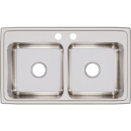 SS 33x19.5x7.6 Dbl Bowl Drop-in Sink
