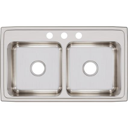 SS 33x19.5x7.6 Dbl Bowl Drop-in Sink