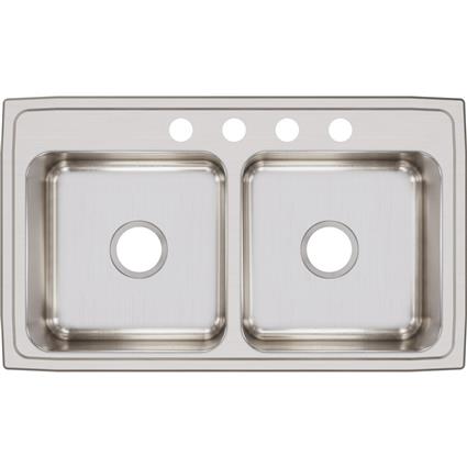 SS 33x19.5x7.6 Dbl Bowl Drop-in Sink