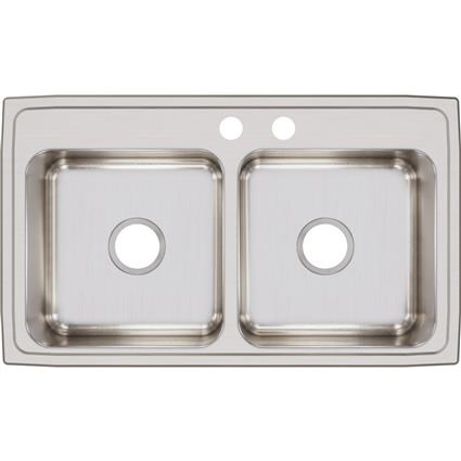 SS 33x19.5x7.6 Dbl Bowl Drop-in Sink