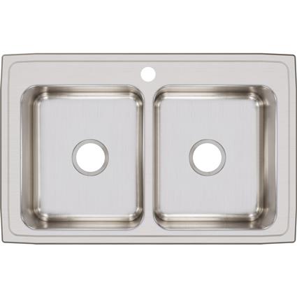SS 33x21.2x7.8 Dbl Bowl Drop-in Sink