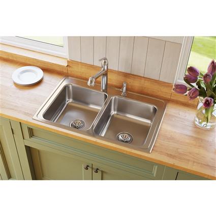 SS 33x21.2x7.8 Dbl Bowl Drop-in Sink