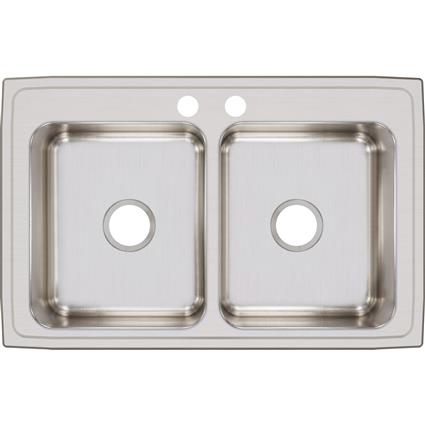 SS 33x21.2x7.8 Dbl Bowl Drop-in Sink