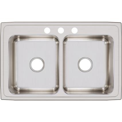 SS 33x21.2x7.8 Dbl Bowl Drop-in Sink