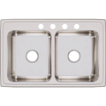 SS 33x21.2x7.8 Dbl Bowl Drop-in Sink