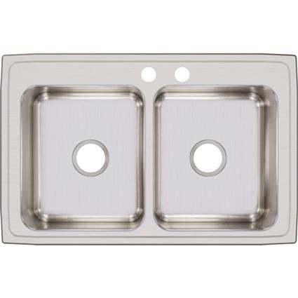 SS 33x21.2x7.8 Dbl Bowl Drop-in Sink
