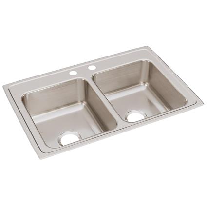 SS 33x22x8.1 Double Bowl Drop-in Sink