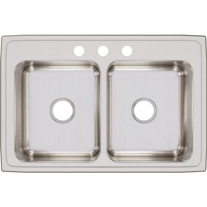 SS 33x22x8.1 Double Bowl Drop-in Sink